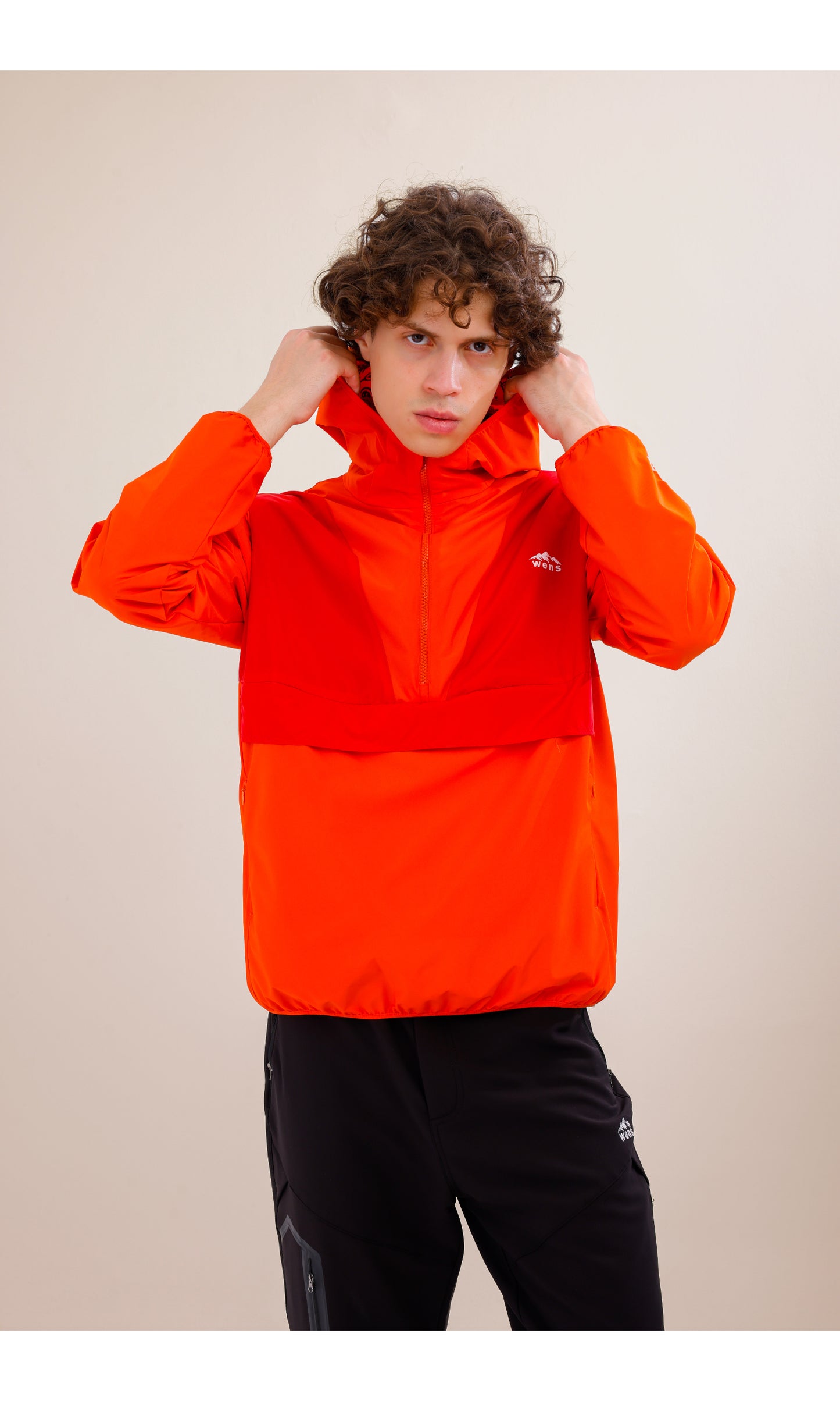 Flow Flex Ultralight Waterproof Hoodie– Red/Orange (Sunset Duo), Convertible Design.