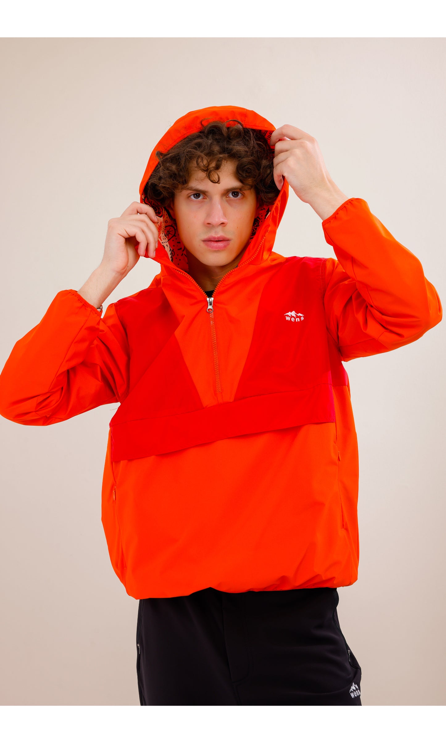 Flow Flex Ultralight Waterproof Hoodie– Red/Orange (Sunset Duo), Convertible Design.