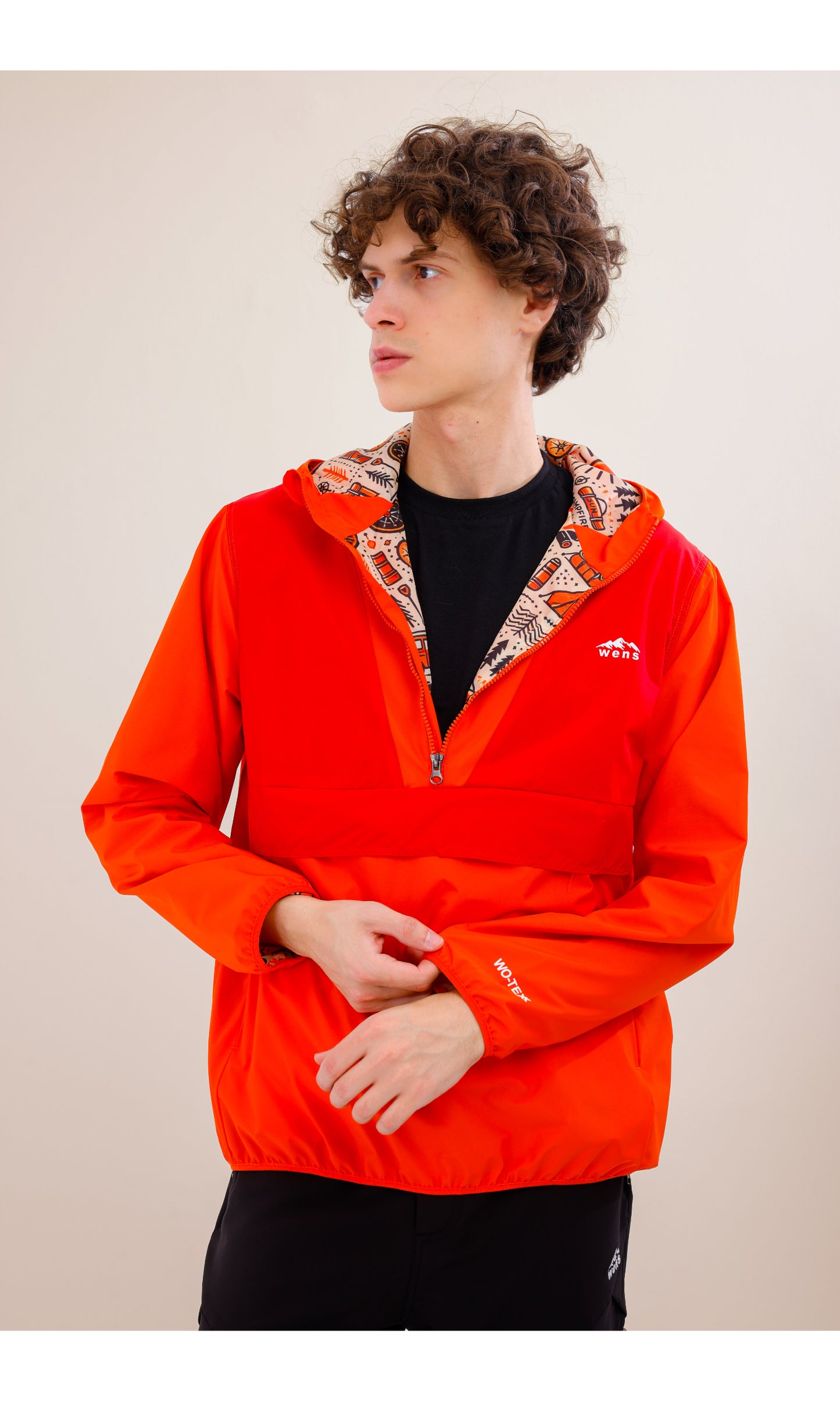 Flow Flex Ultralight Waterproof Hoodie– Red/Orange (Sunset Duo), Convertible Design.
