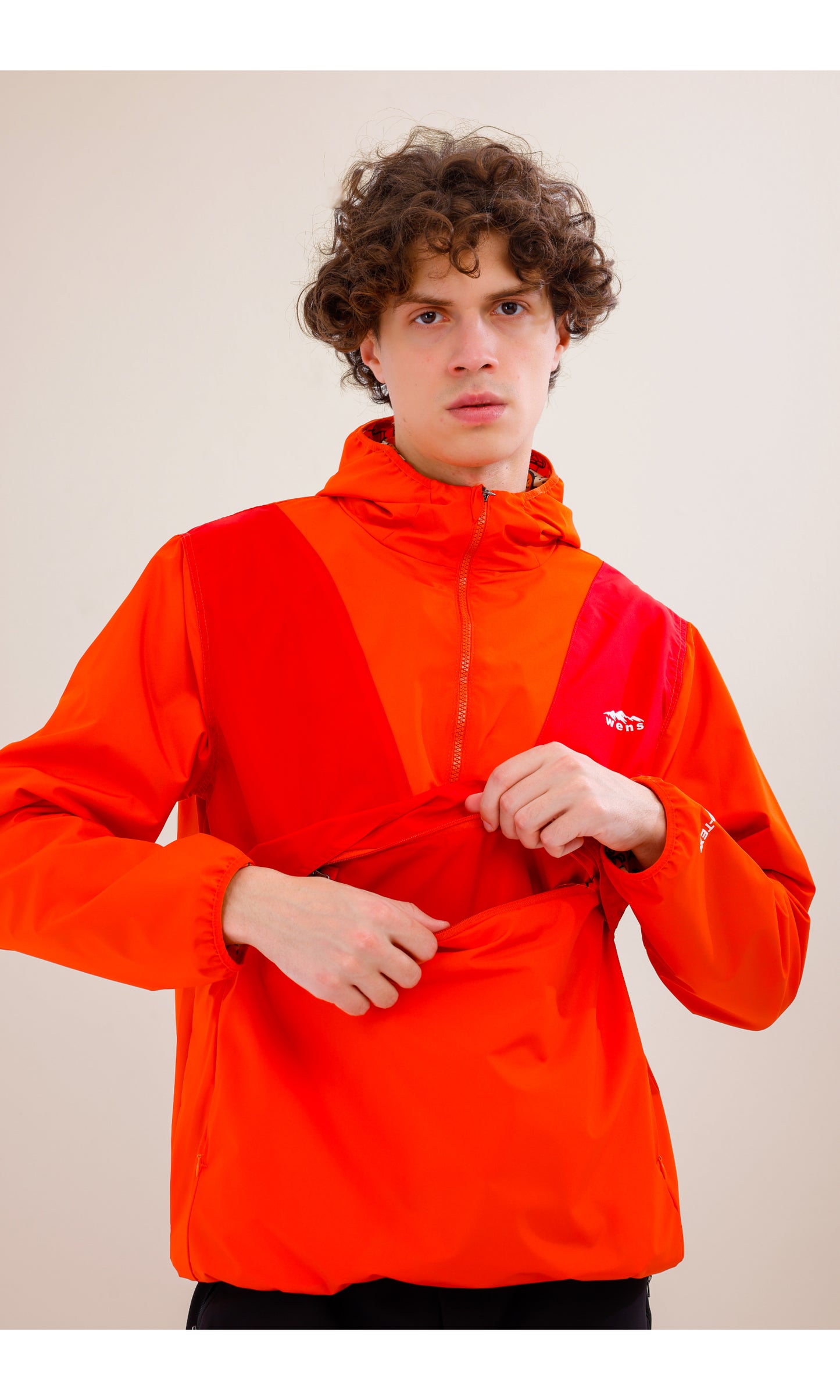 Flow Flex Ultralight Waterproof Hoodie– Red/Orange (Sunset Duo), Convertible Design.