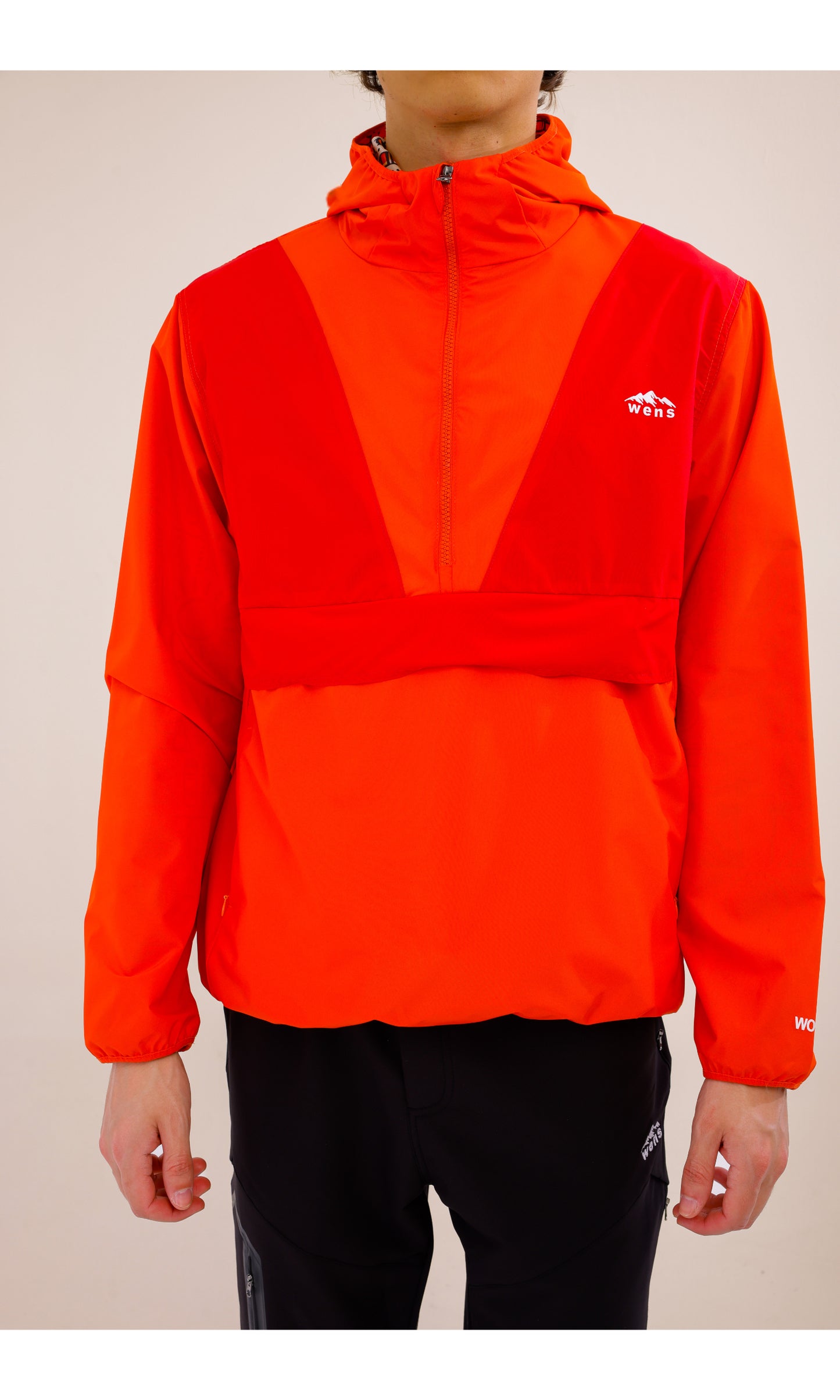 Flow Flex Ultralight Waterproof Hoodie– Red/Orange (Sunset Duo), Convertible Design.