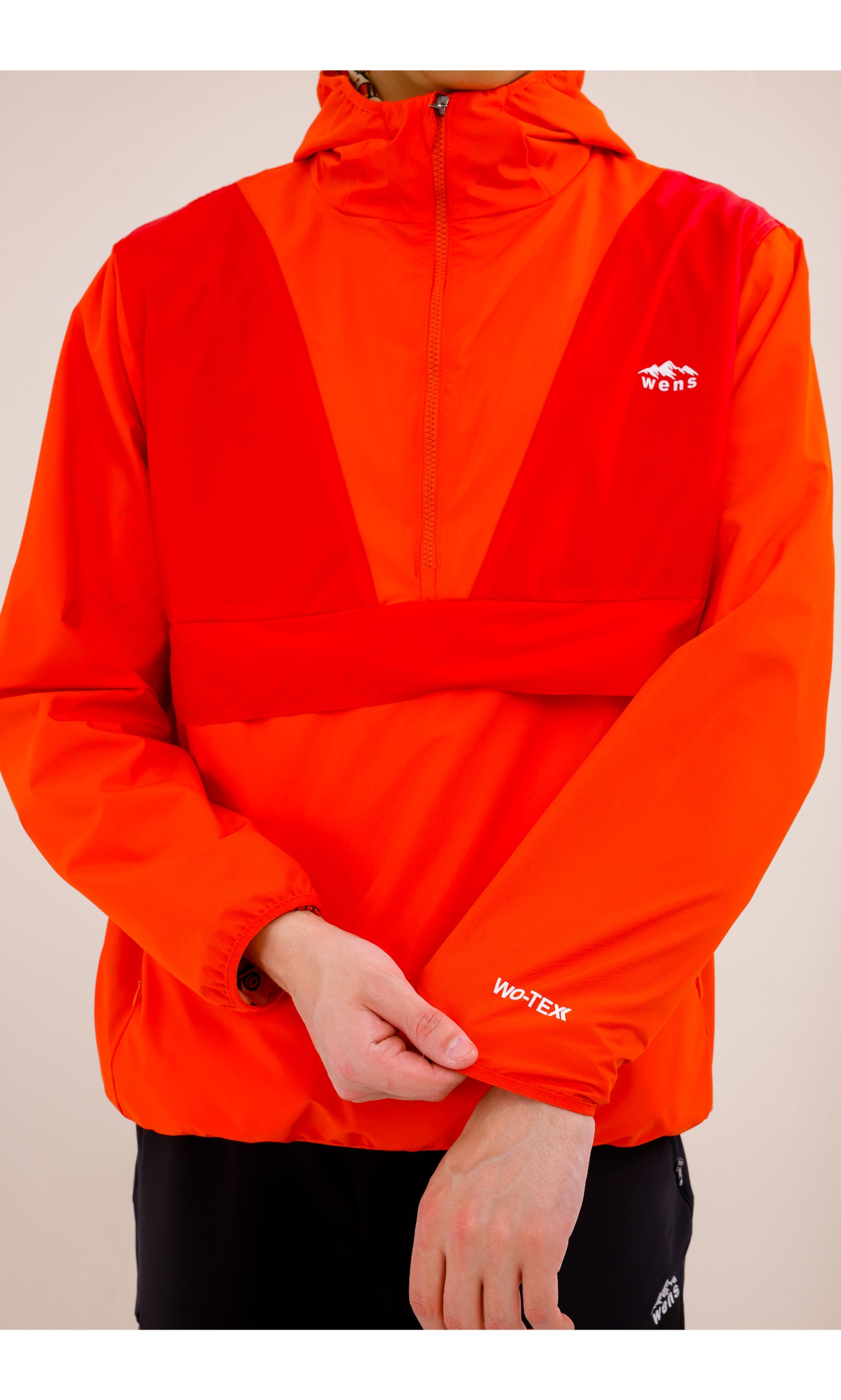 Flow Flex Ultralight Waterproof Hoodie– Red/Orange (Sunset Duo), Convertible Design.