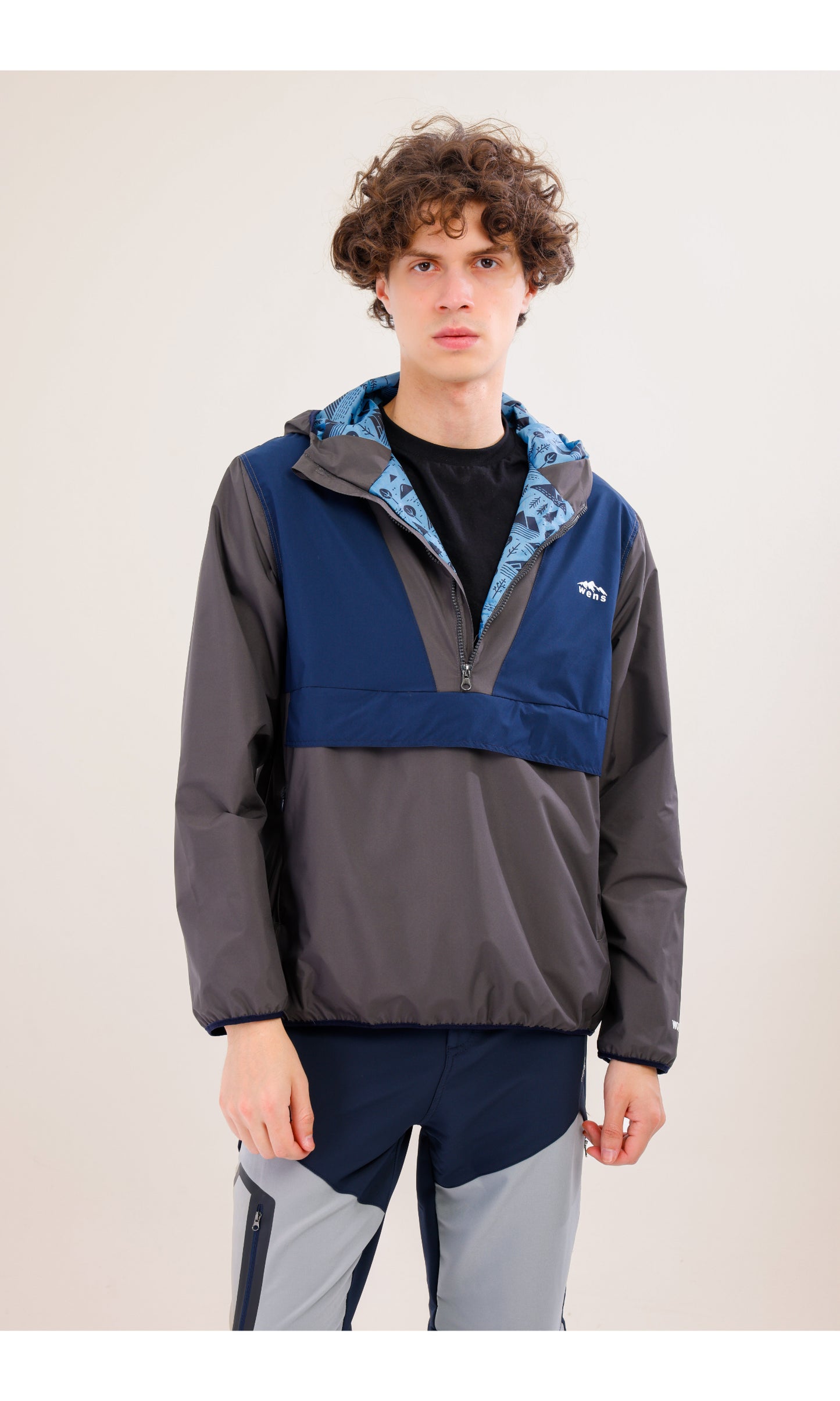 Flow Flex Ultralight Waterproof Hoodie – Gray / Navy Blue (Deep Horizons), Design That Turns Into a Bag