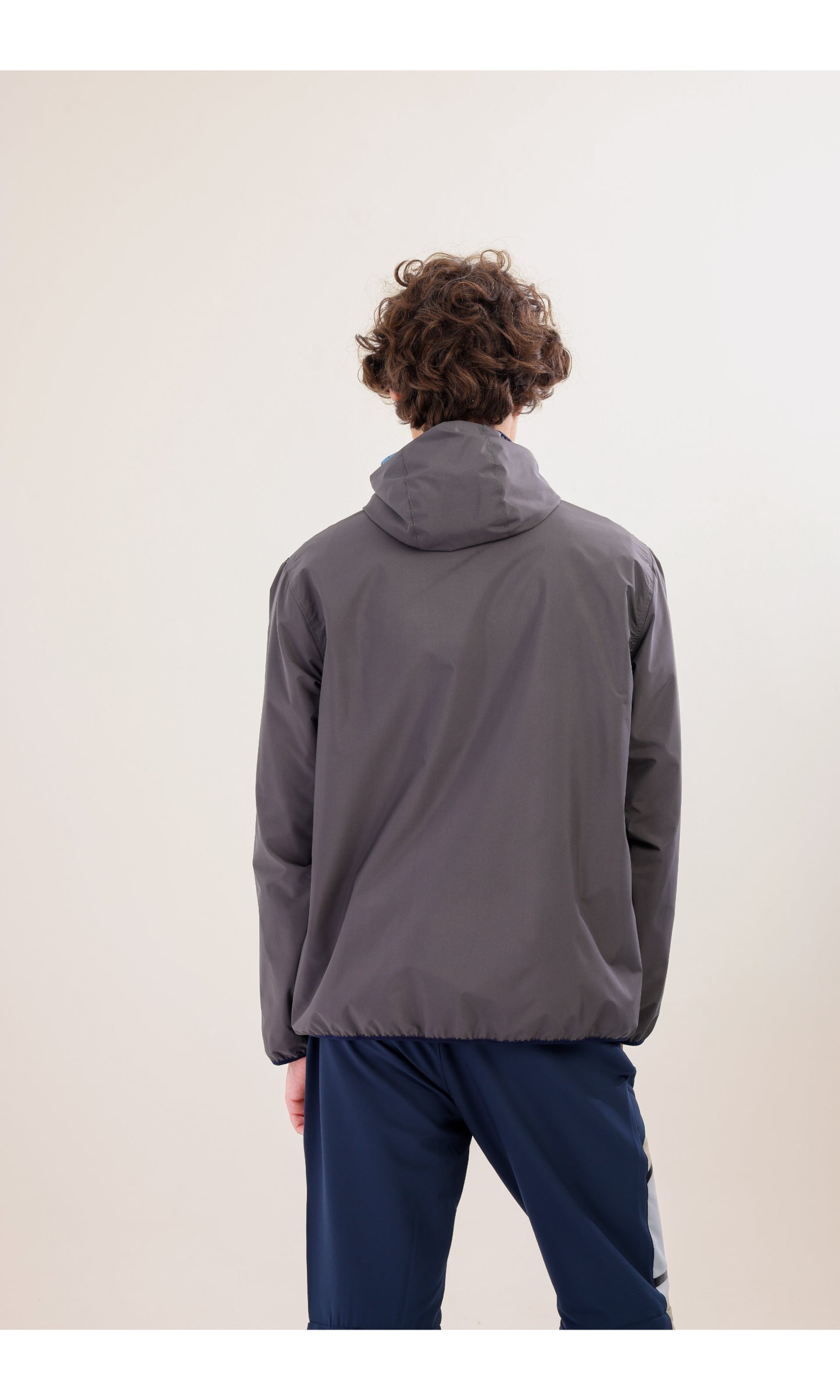 Flow Flex Ultralight Waterproof Hoodie – Gray / Navy Blue (Deep Horizons), Design That Turns Into a Bag
