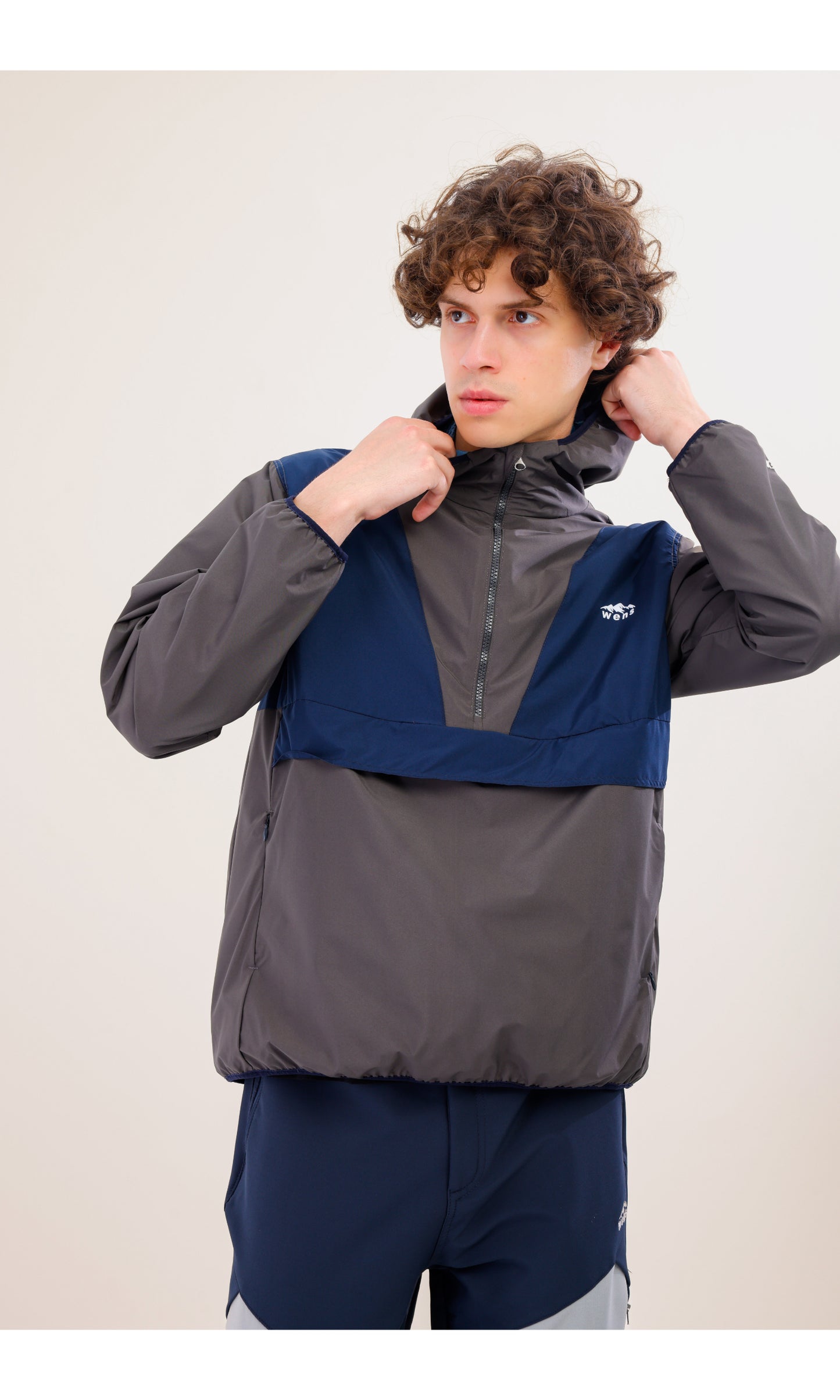 Flow Flex Ultralight Waterproof Hoodie – Gray / Navy Blue (Deep Horizons), Design That Turns Into a Bag