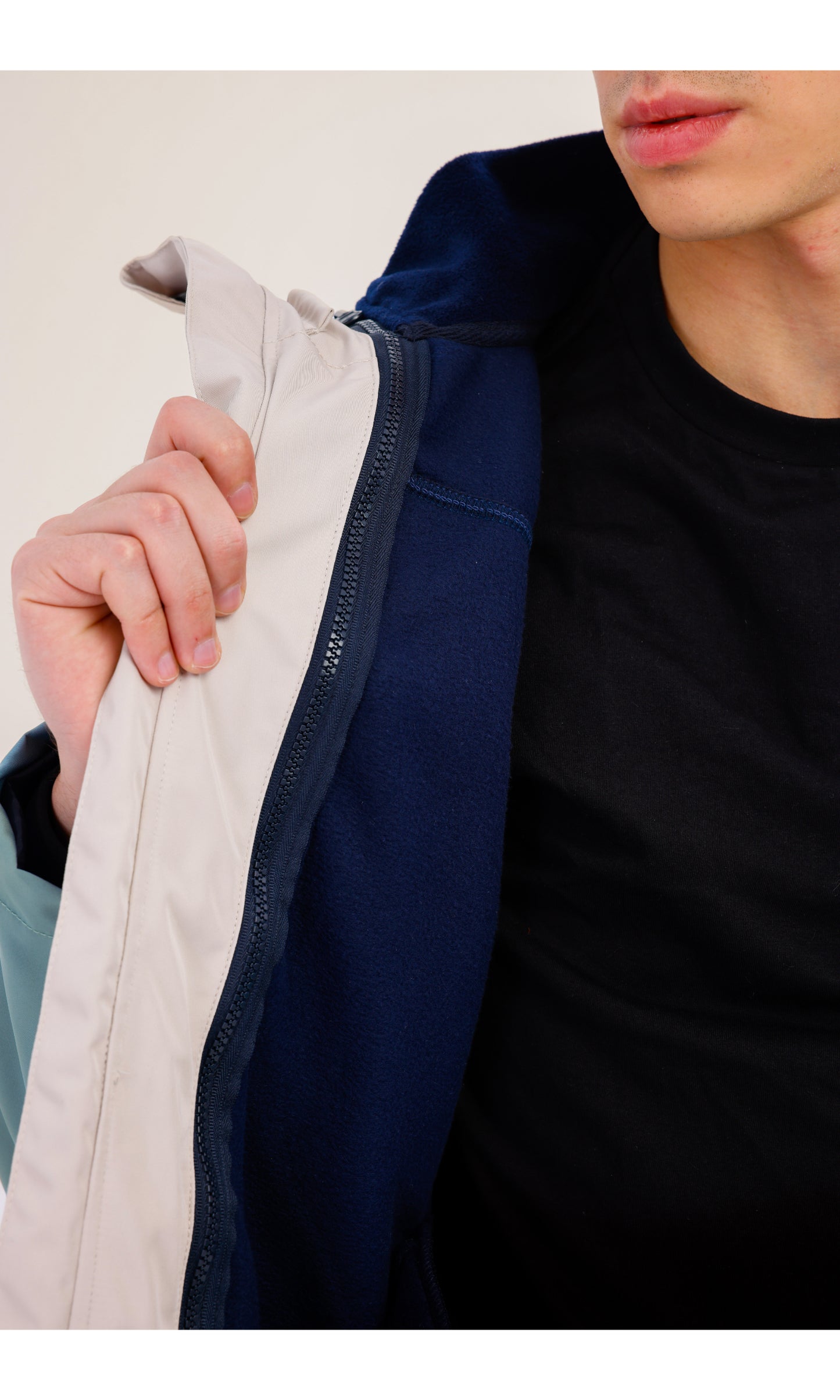 Waterproof Jacket | Windproof | 3-in-1 Polar Fleece Triflex Model, Outdoor Jacket | Mint & Sand Color