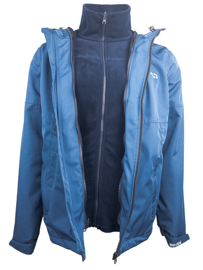 Indigo Blue Triflex 3-in-1 Jacket – Complete Protection Against Water, Wind and Cold Weather, with Removable OptiWarm Fleece.