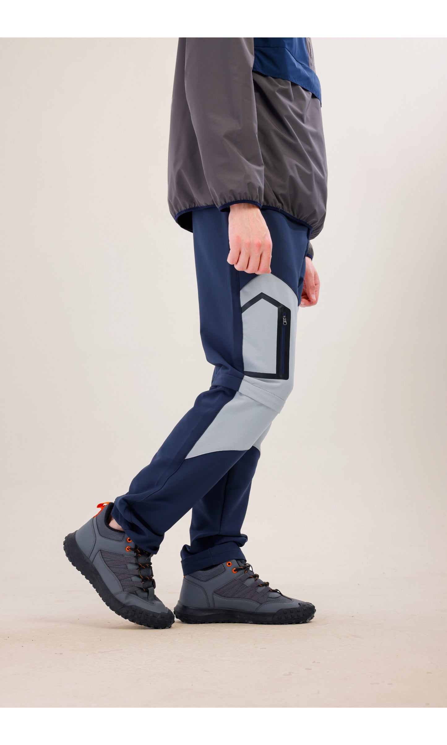 TwinJourney Navy-Grey Outdoor Pants: Trousers That Turn Into All-Season Shorts