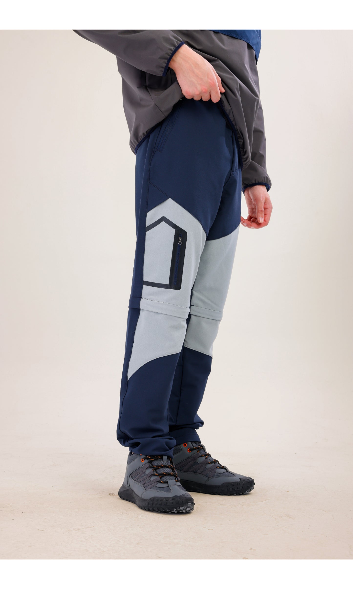 TwinJourney Navy-Grey Outdoor Pants: Trousers That Turn Into All-Season Shorts
