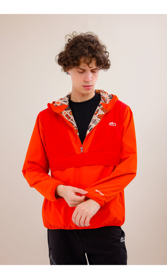 Flow Flex Ultralight Waterproof Hoodie– Red/Orange (Sunset Duo), Convertible Design. 