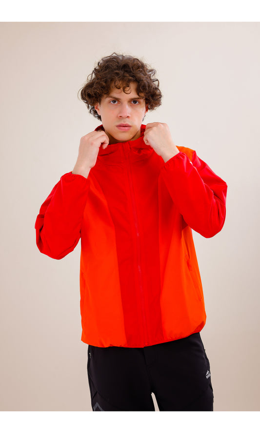 Rain Flex Ultralight Waterproof Raincoat – Red/Orange (Sunset Duo), Convertible Design.