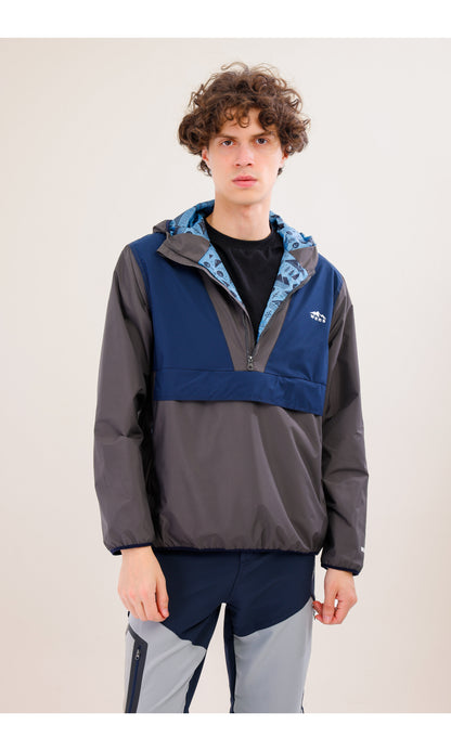 Flow Flex Ultralight Waterproof Hoodie – Gray / Navy Blue (Deep Horizons), Design That Turns Into a Bag