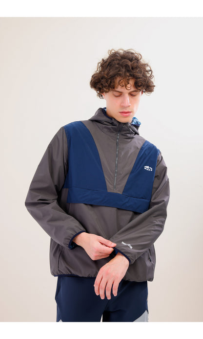 Flow Flex Ultralight Waterproof Hoodie – Gray / Navy Blue (Deep Horizons), Design That Turns Into a Bag