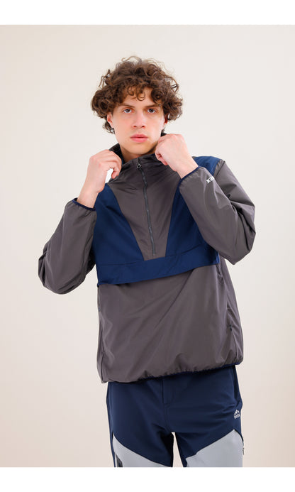 Flow Flex Ultralight Waterproof Hoodie – Gray / Navy Blue (Deep Horizons), Design That Turns Into a Bag