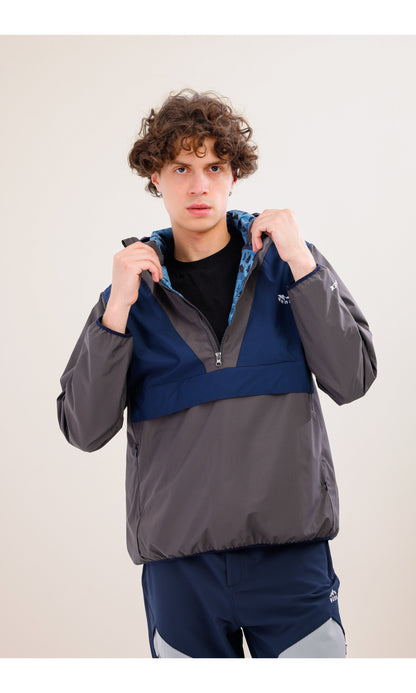 Flow Flex Ultralight Waterproof Hoodie – Gray / Navy Blue (Deep Horizons), Design That Turns Into a Bag