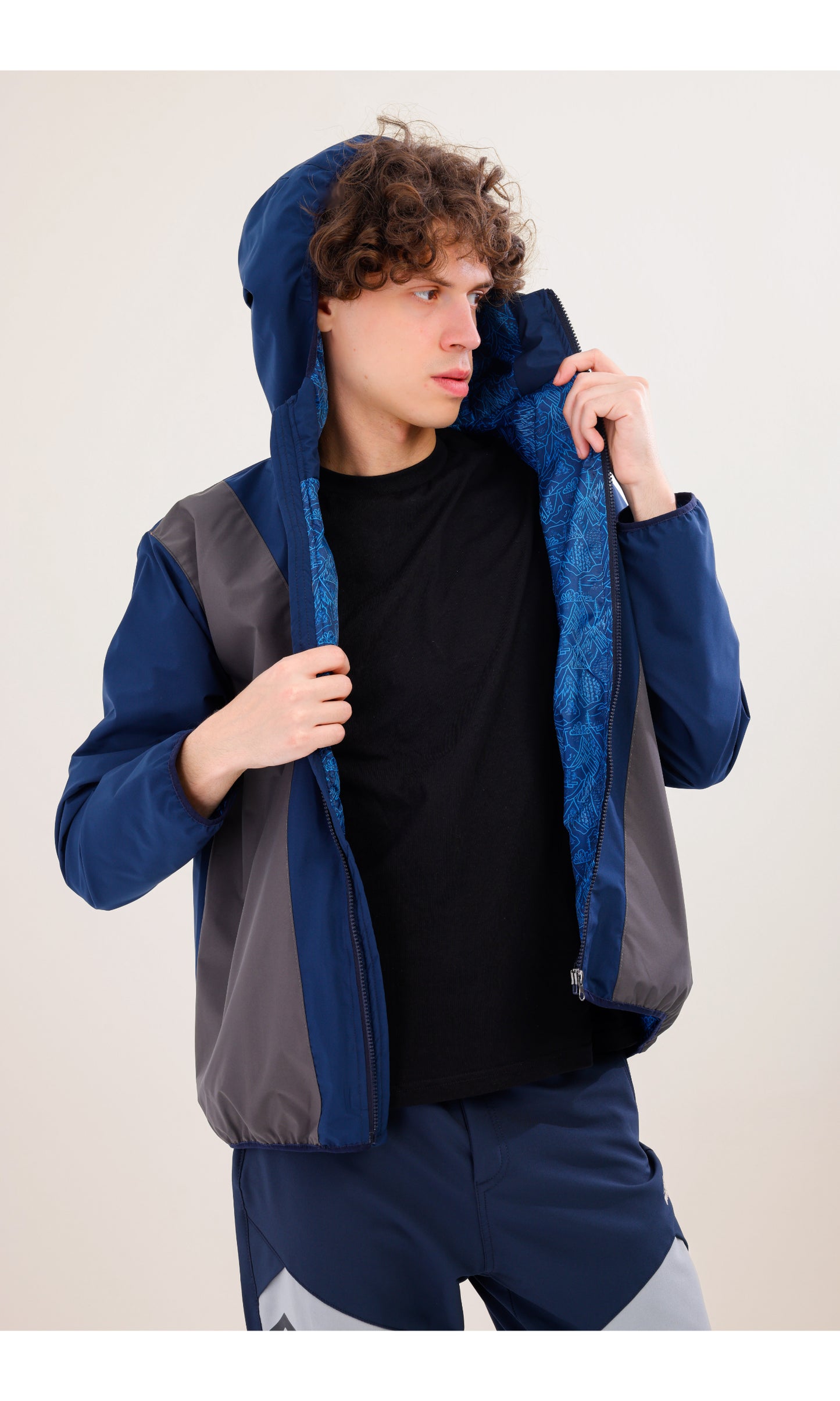 Rain Flex Ultralight Waterproof Raincoat – Gray / Navy Blue (Deep Horizons), Design That Turns Into a Bag