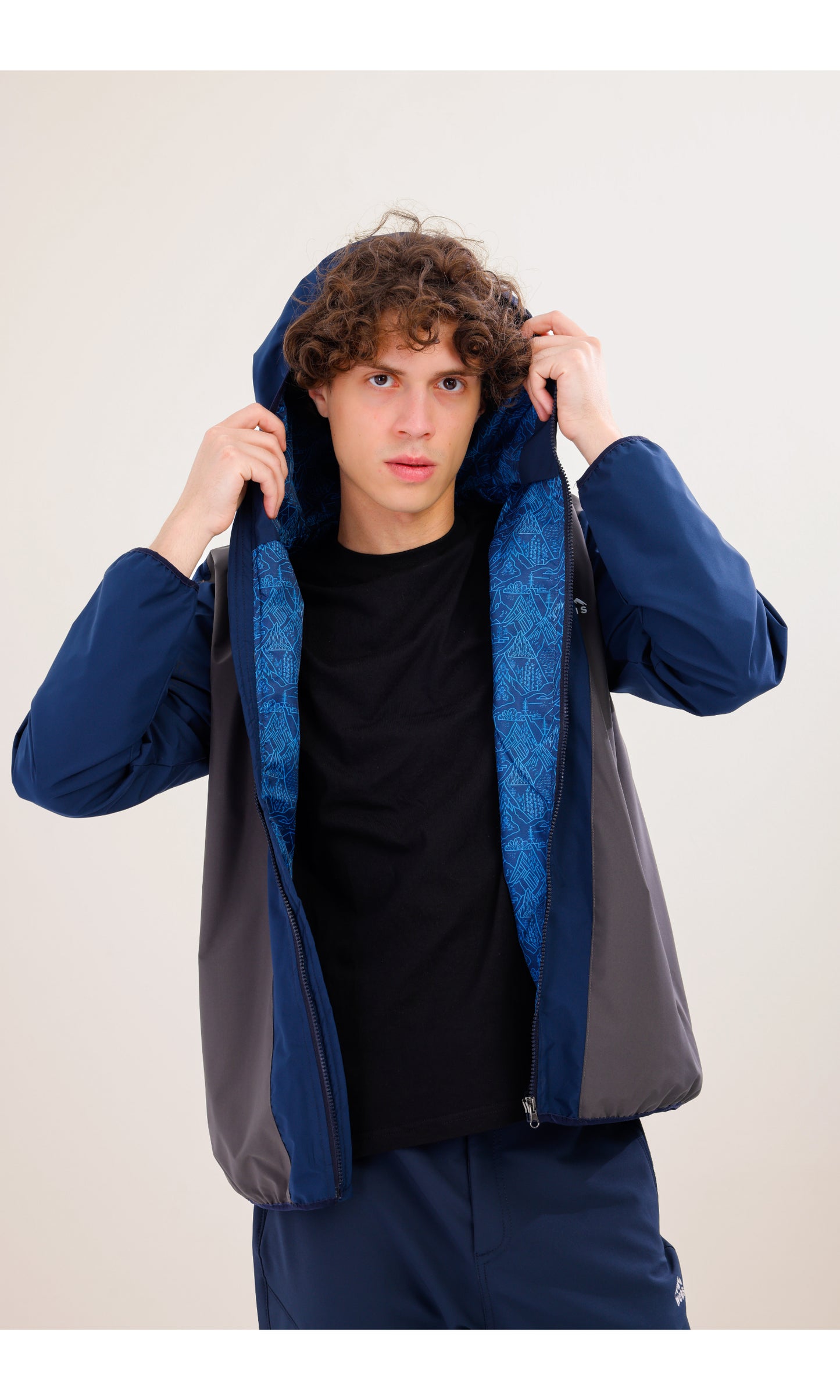Rain Flex Ultralight Waterproof Raincoat – Gray / Navy Blue (Deep Horizons), Design That Turns Into a Bag